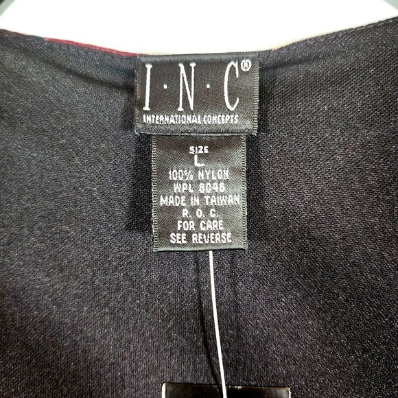 NWT I.N.C. Brown Black Rust Sexy Low V Neck Pull Over Blouse With Black Lining - Picture 3 of 7